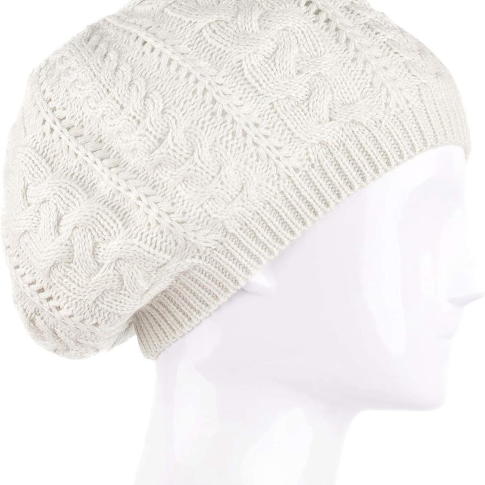 Off white Soft Beanie, Chic, and Lightweight Crochet Knitted Style Beanie Hat - Picture 2 of 4